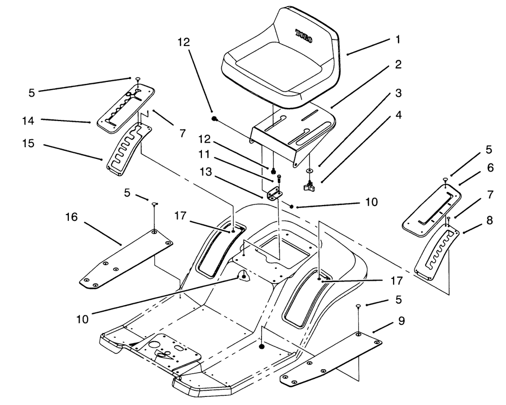 Seat Assembly Diagram and Parts List for 71202 5900001 - 5999999 Toro Lawn Tractor