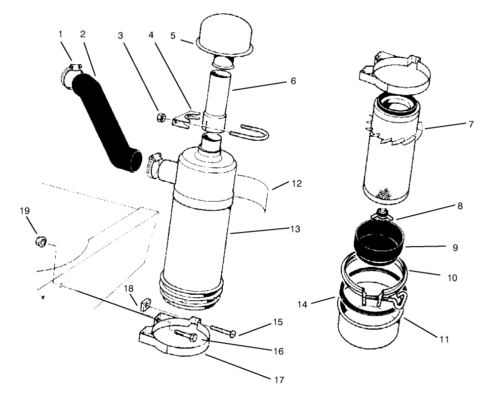 Air Cleaner Diagram and Parts List for 30620 790001 - 799999 Toro Lawn Tractor