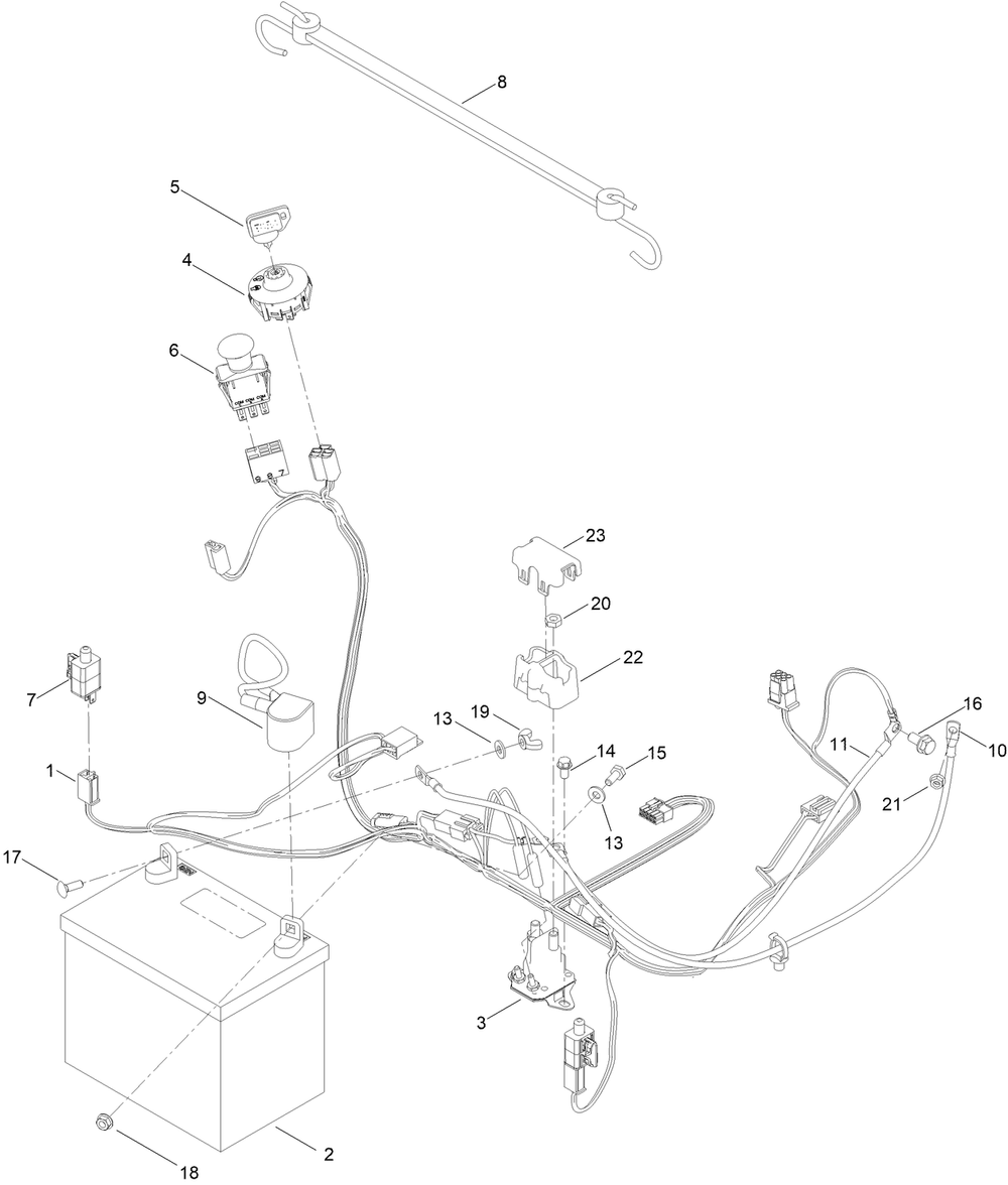 Electical Assembly Diagram and Parts List for 75740 409431744 - 410899999 Toro Lawn Tractor