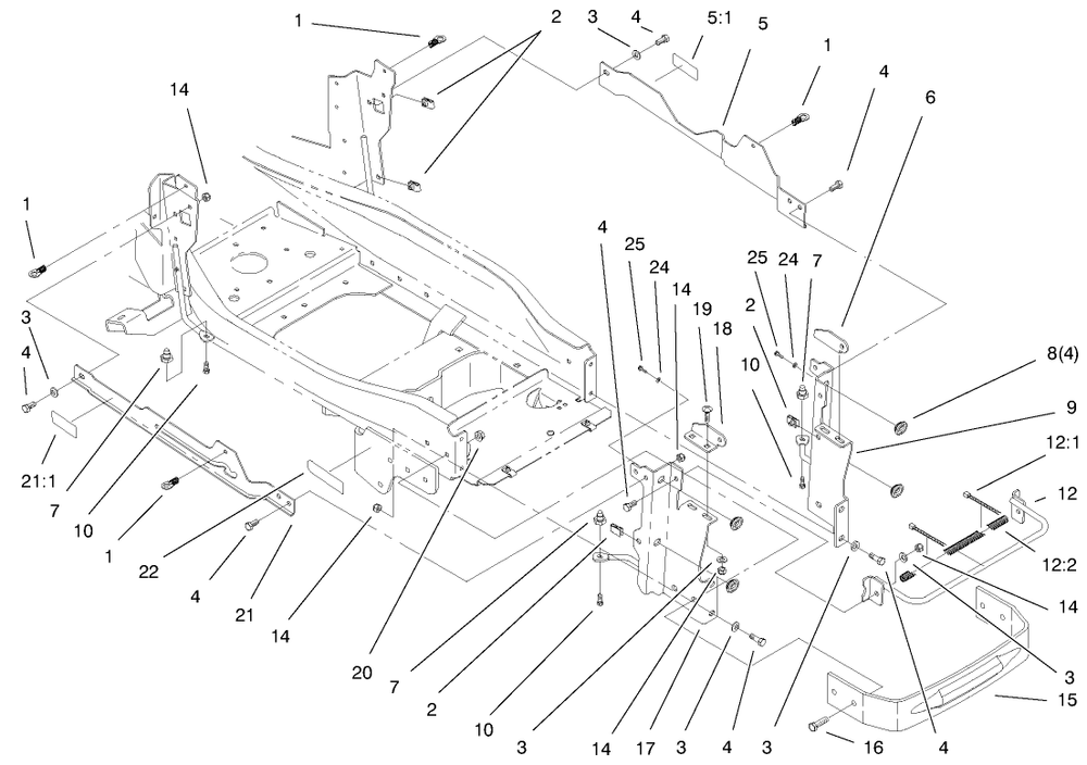 Bumper And Hood Assembly Diagram and Parts List for 73545 8900001 - 8999999 Toro Lawn Tractor