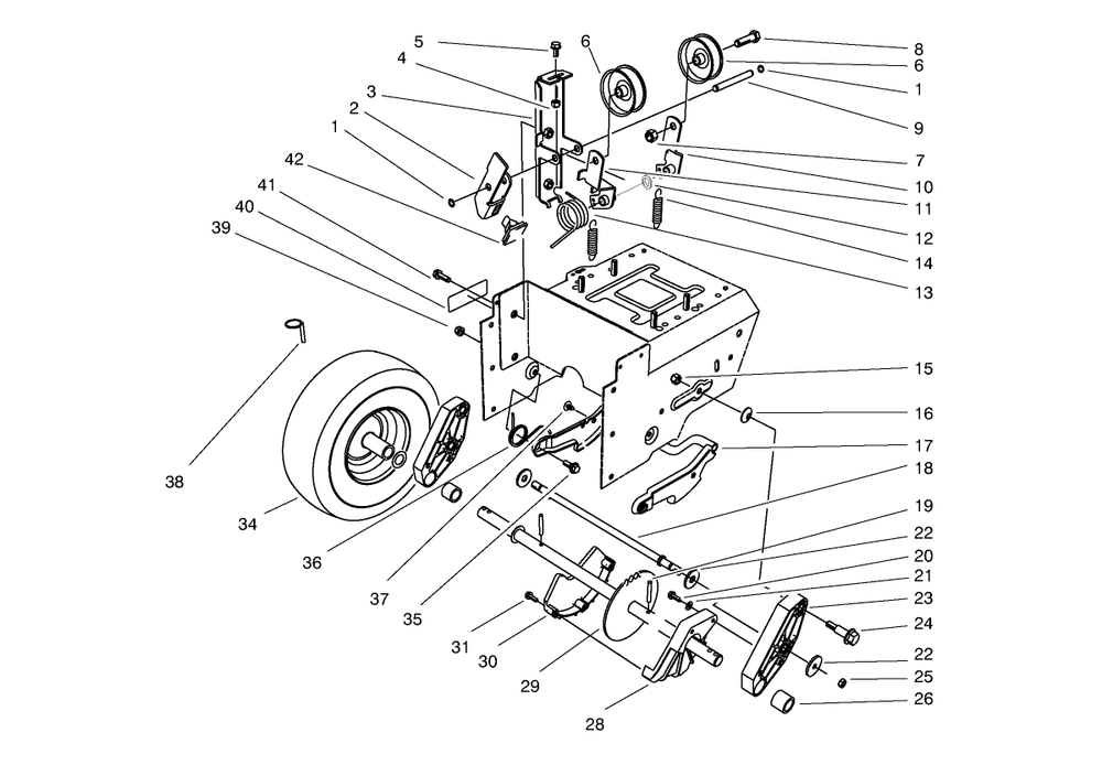 Traction Drive Assembly Diagram and Parts List for 38540 8900001 - 8999999 Toro Snow Blower