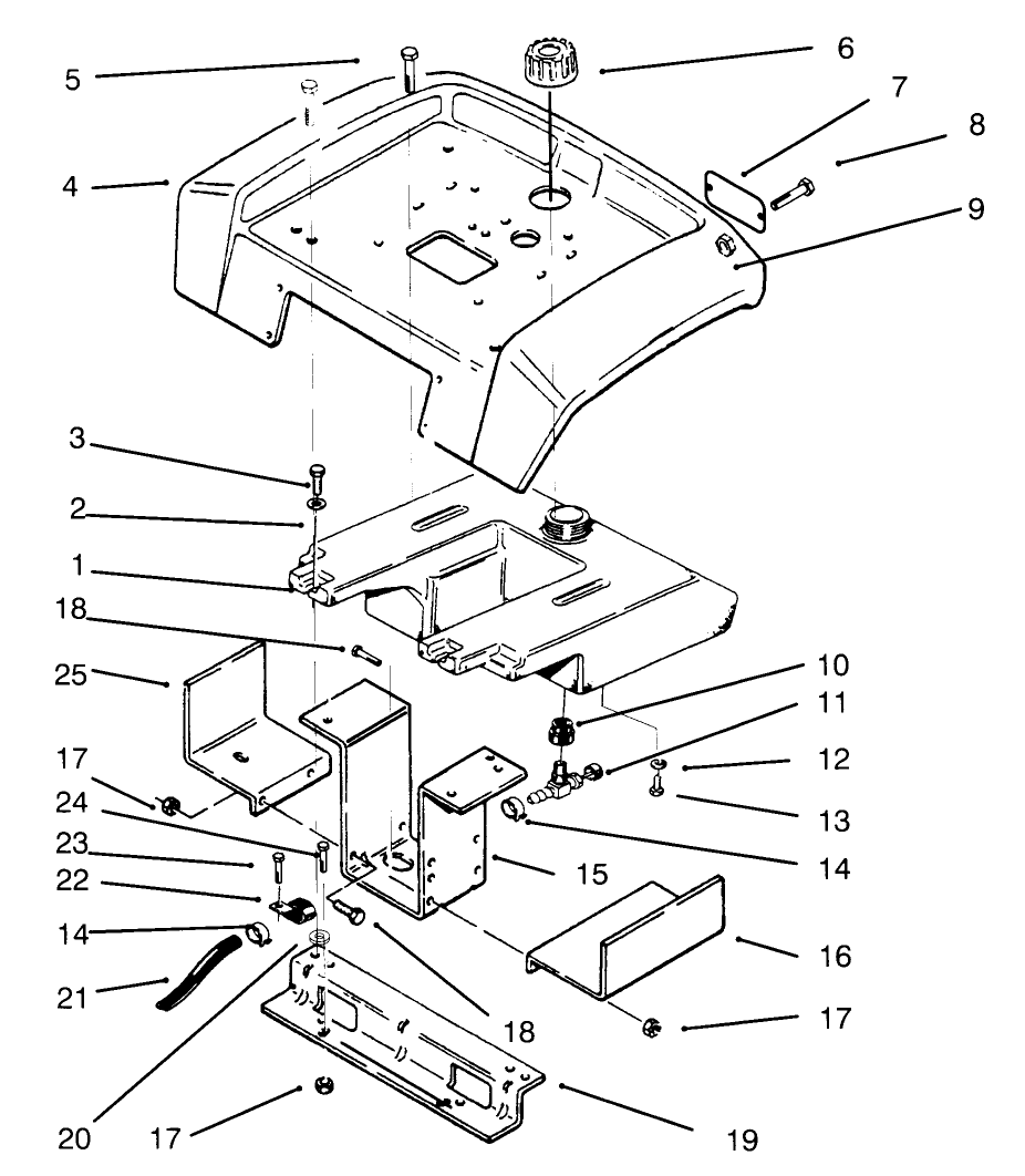 Fender And Support Diagram and Parts List for 73362 6900001 - 6999999 Toro Lawn Tractor