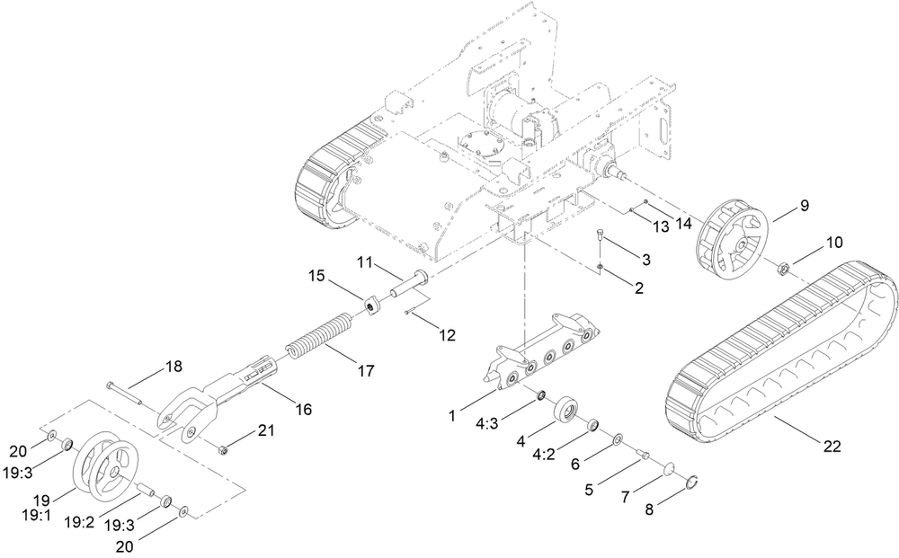 Track And Traction Assembly Diagram and Parts List for 22323G 405700000 - 410299999 Toro Lawn Tractor Accessories