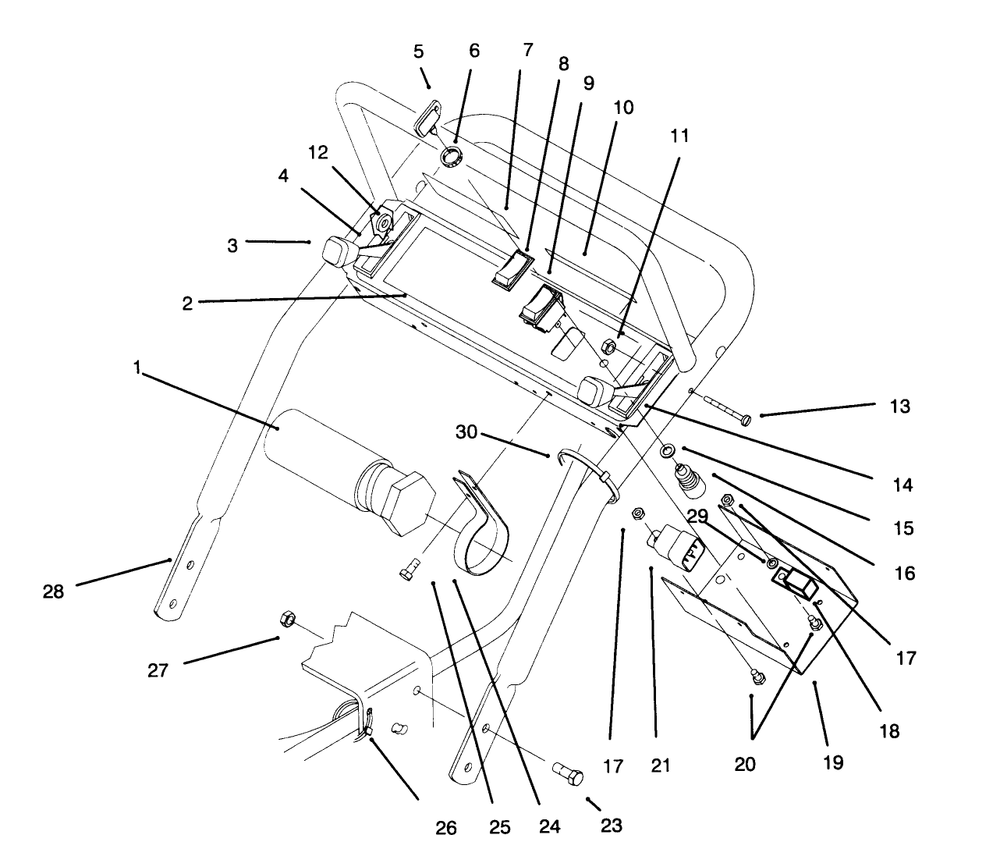 Handle Assembly Diagram and Parts List for 30181 69000001 - 69999999 Toro Lawn Tractor Accessories