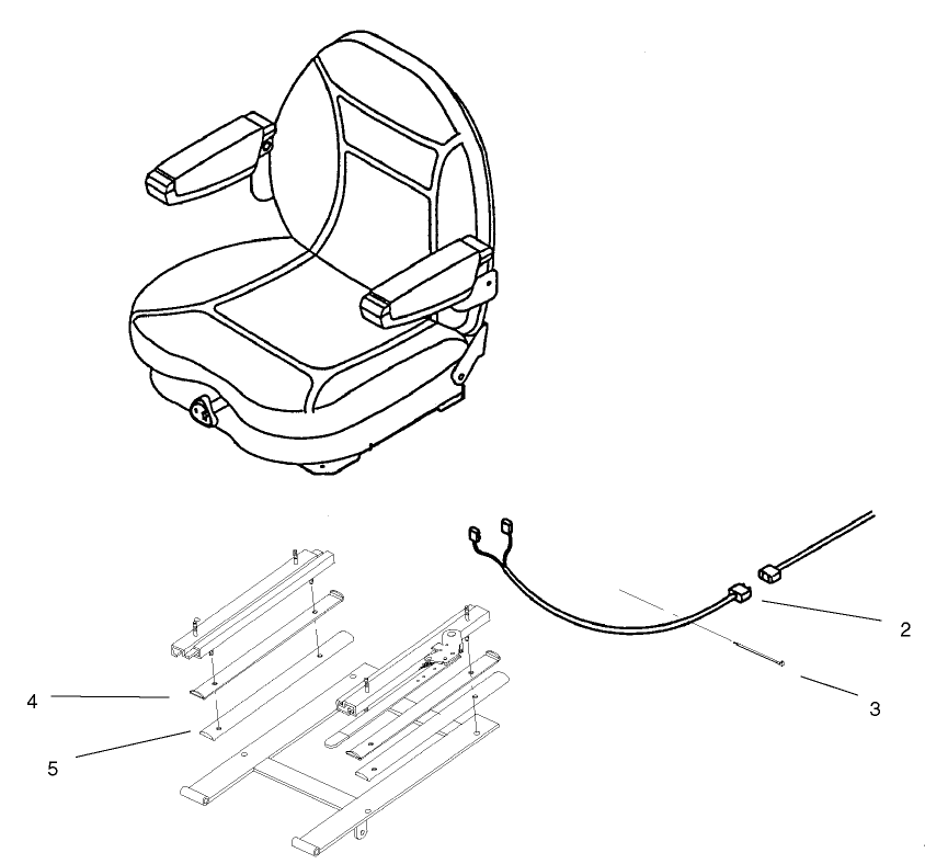 Seat Assembly 1 Diagram and Parts List for 74214 (230000001-230006000)(2003) Toro Lawn Mower