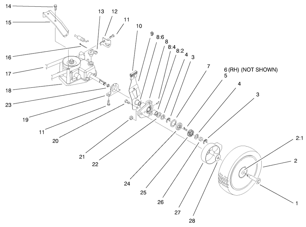 Rear Axle Assembly Diagram and Parts List for 26637 9900001 - 9999999 Toro Lawn Mower