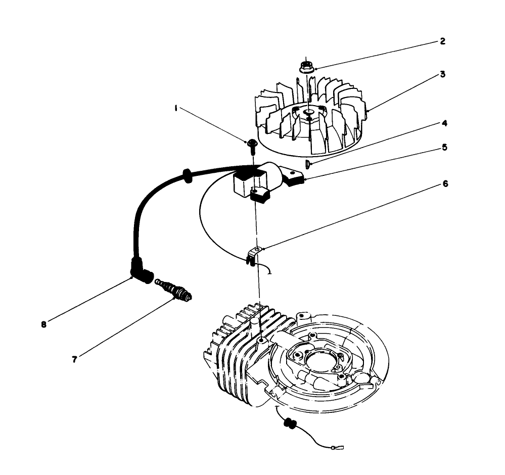 Flywheel & Magneto Assembly Diagram and Parts List for 59250 4000001 - 4999999 Toro Lawn Tractor Accessories
