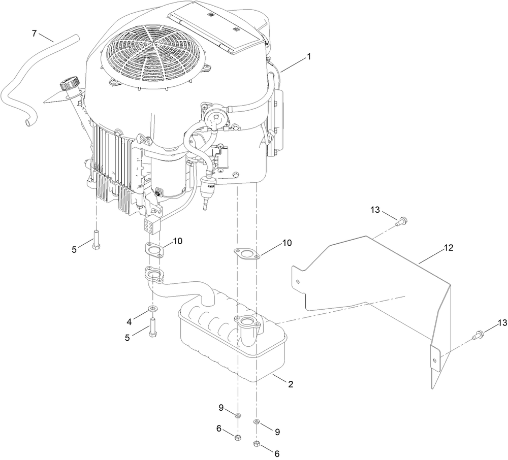Engine And Muffler Assembly Diagram and Parts List for 76501 417400000 - 417999999 Toro Lawn Tractor