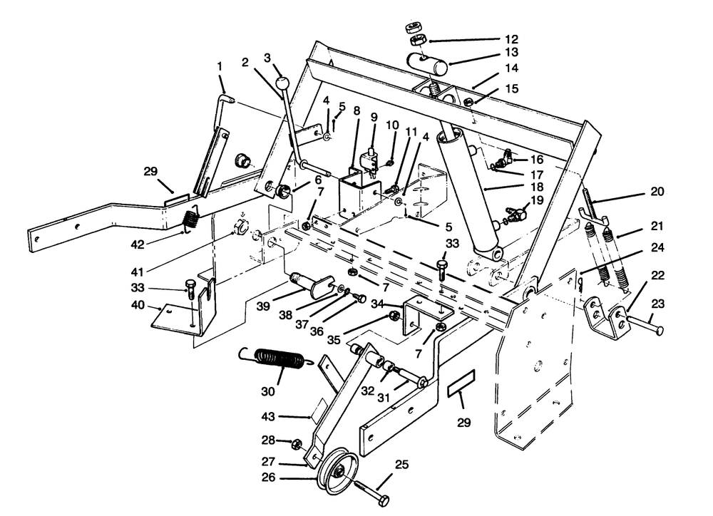 Parking Brake & Lift Frame Assembly Diagram and Parts List for 30610 591300 - 599999 Toro Lawn Tractor