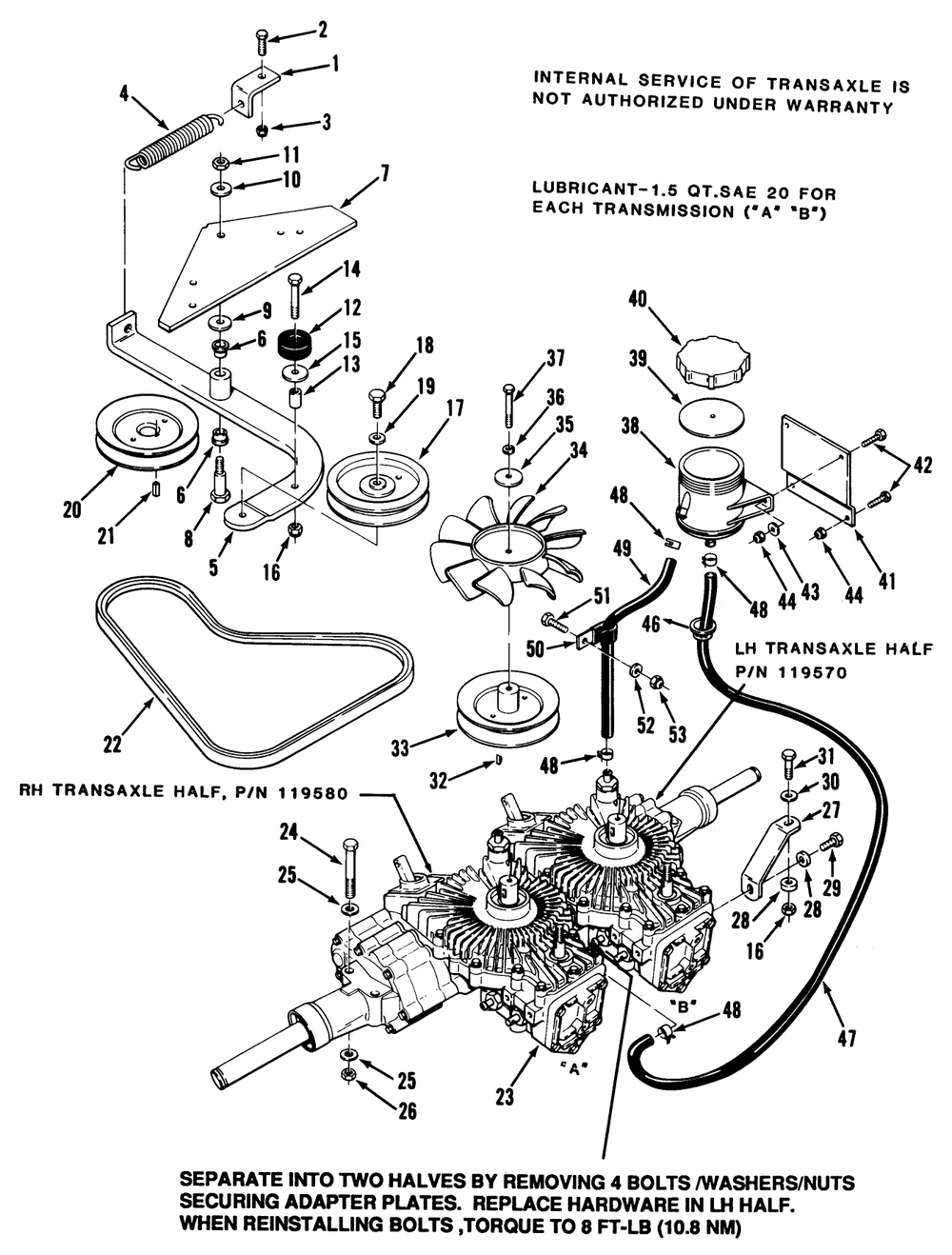 Transmission And Drive System Diagram and Parts List for Y1-16OE02  Toro Lawn Tractor