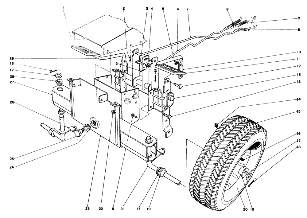Front Axle And Wheel Assembly Diagram and Parts List for 56150 5000001 - 5999999 Toro Lawn Tractor