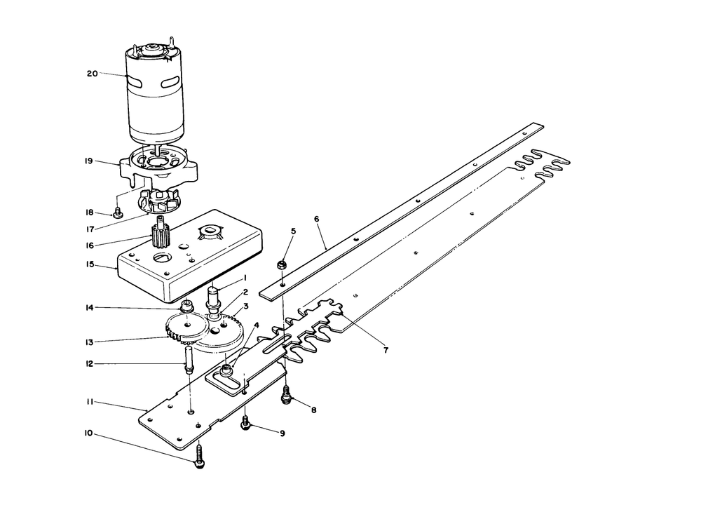 Gear Box And Blade Assembly Diagram and Parts List for 51780 1000001 - 1999999 Toro Trimmer