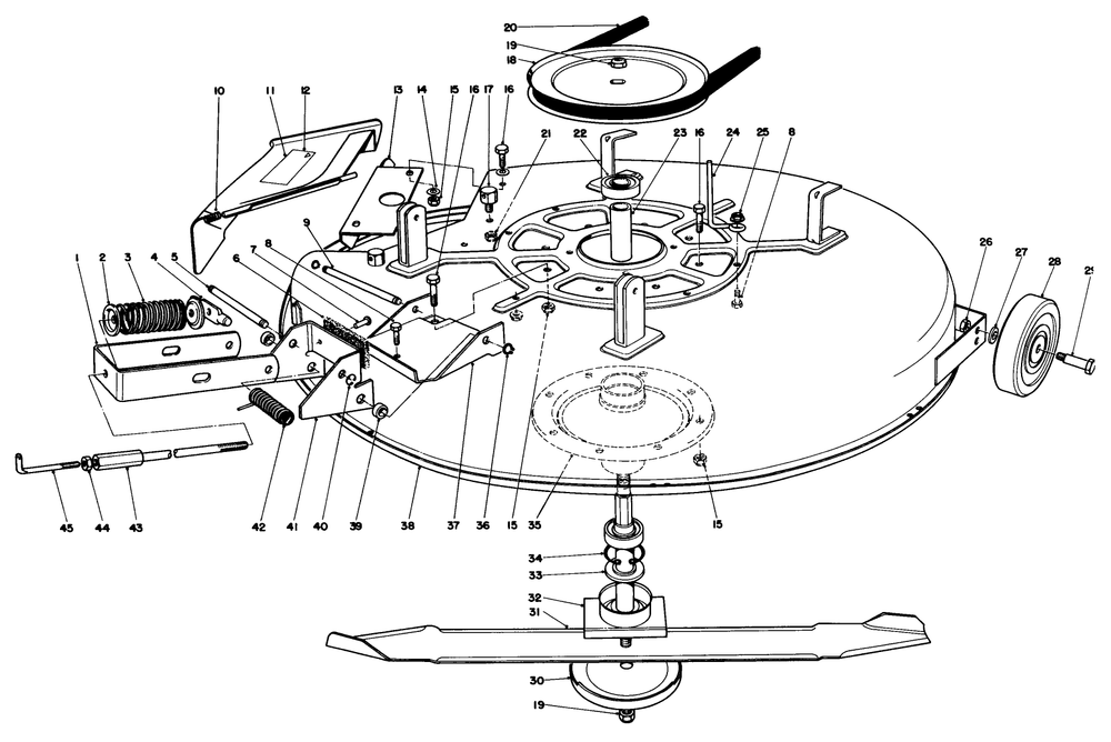 Mower Assembly Diagram and Parts List for 56155 3000001 - 3999999 Toro Lawn Tractor