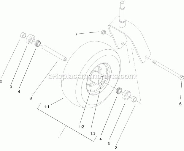 Caster Wheel Assembly No. 1-634662 Diagram and Parts List for 74164 240000001-240999999 Toro Lawn Mower