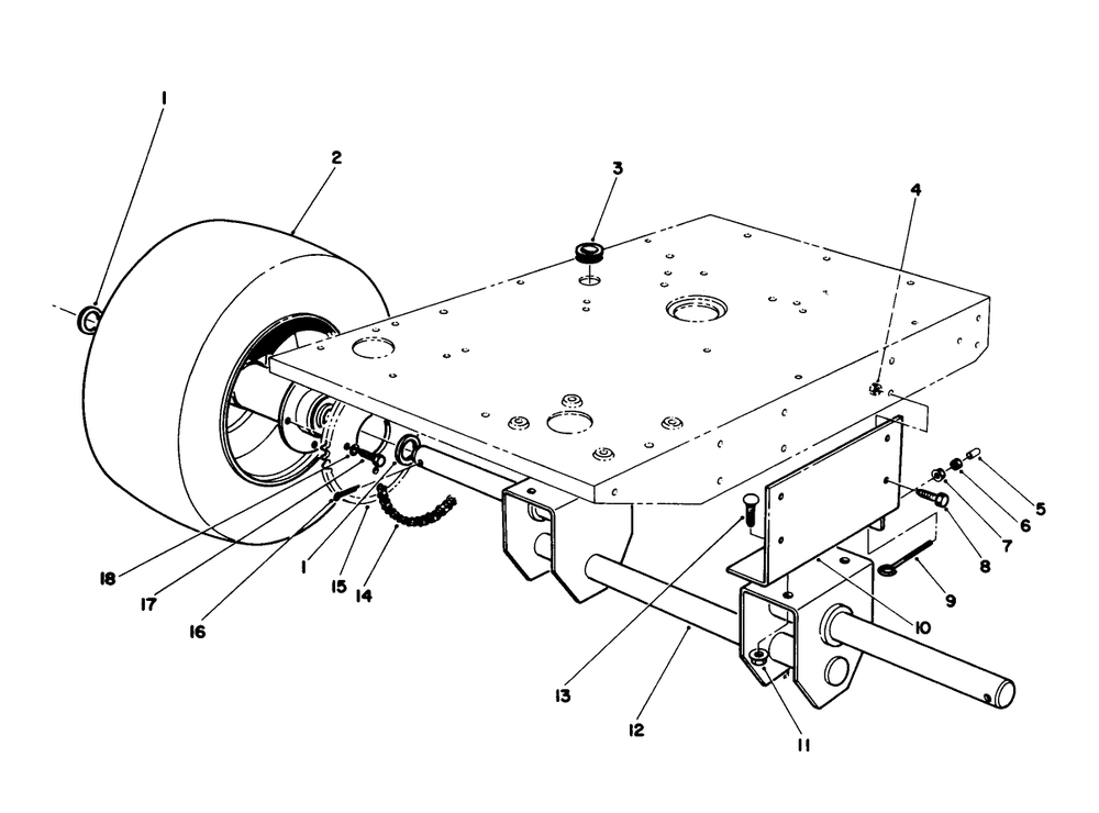 Rear Wheel & Axle Assembly Diagram and Parts List for 55620 9000001 - 9999999 Toro Lawn Tractor