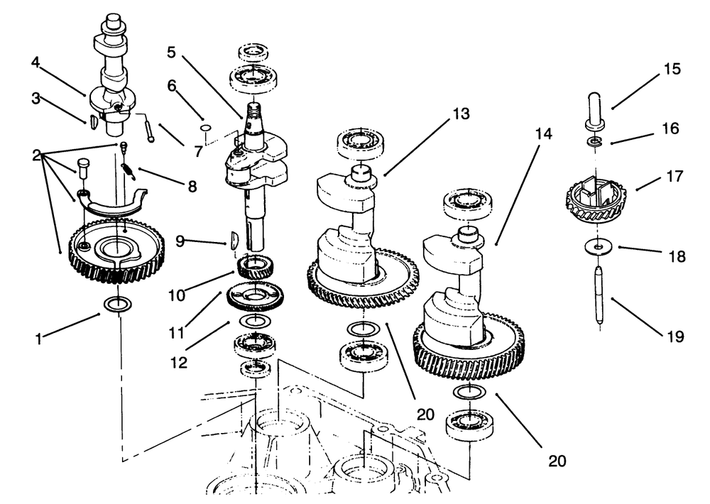 Crankshaft & Camshaft Assembly Diagram and Parts List for 72040 3900001 - 3999999 Toro Lawn Tractor