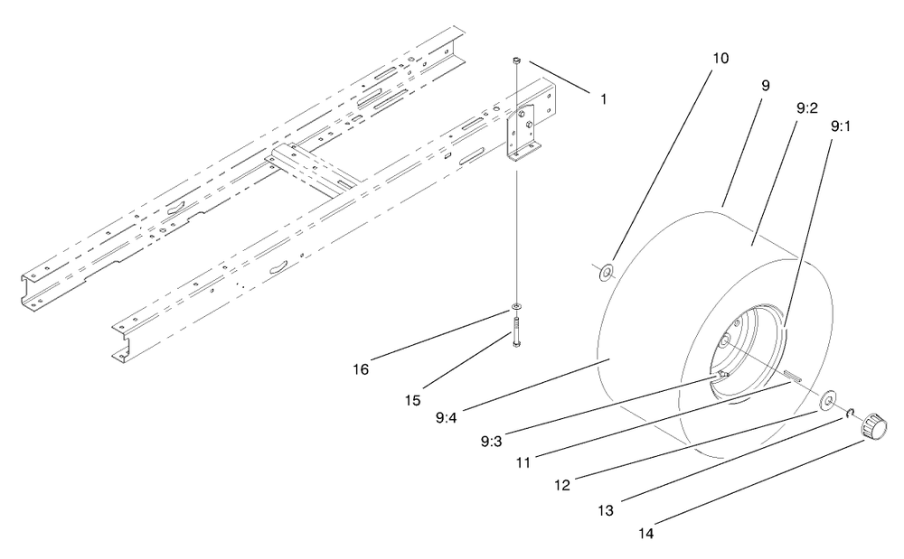 Rear Wheel Assembly Diagram and Parts List for 71215 7900001 - 7999999 Toro Lawn Tractor
