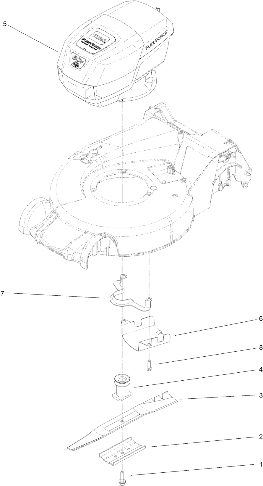 Engine And Blade Assembly Diagram and Parts List for 21848 409411874 - 411699999 Toro Lawn Mower