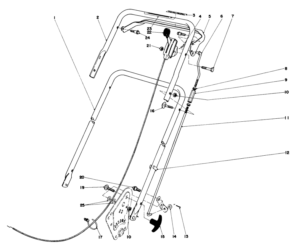 Handle Assembly (Model No. 16830) Diagram and Parts List for 16830 9000001 - 9999999 Toro Lawn Mower