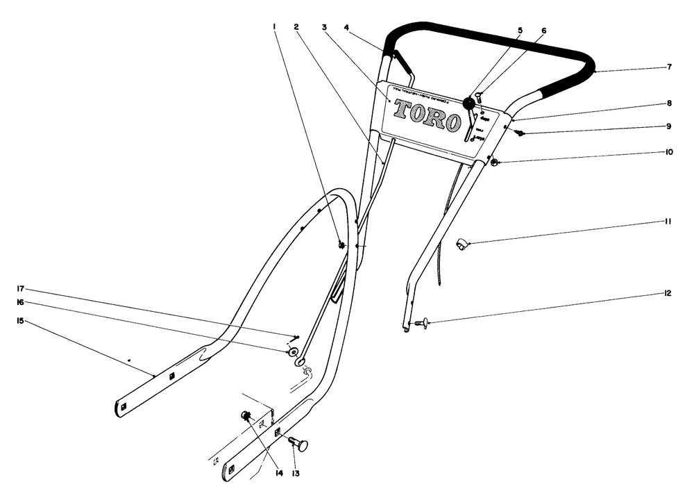 Handle Assembly Diagram and Parts List for 31303 3000001 - 3999999 Toro Snow Blower