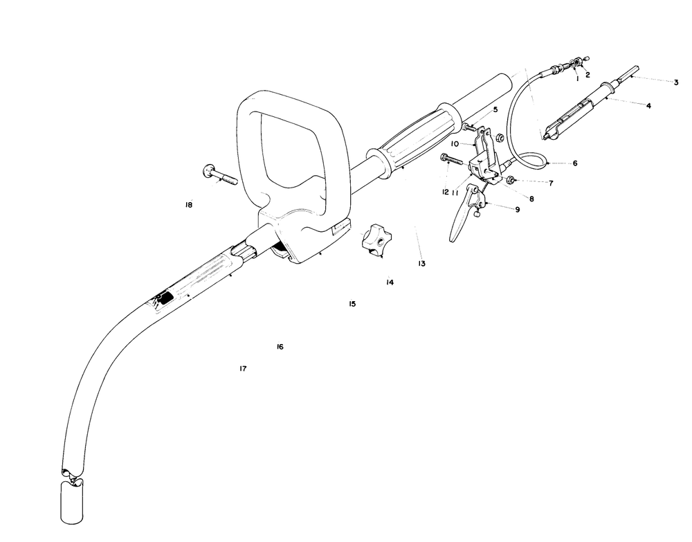 Handle Assembly Diagram and Parts List for 51635 1000001 - 1999999 Toro Trimmer