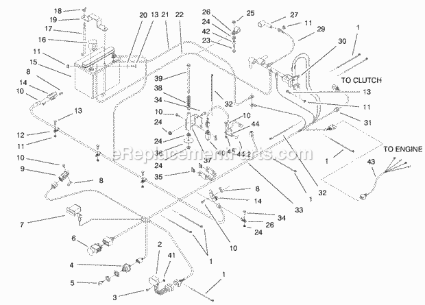 Electrical System Assembly Diagram and Parts List for 74175 200000001-200999999 Toro Lawn Mower