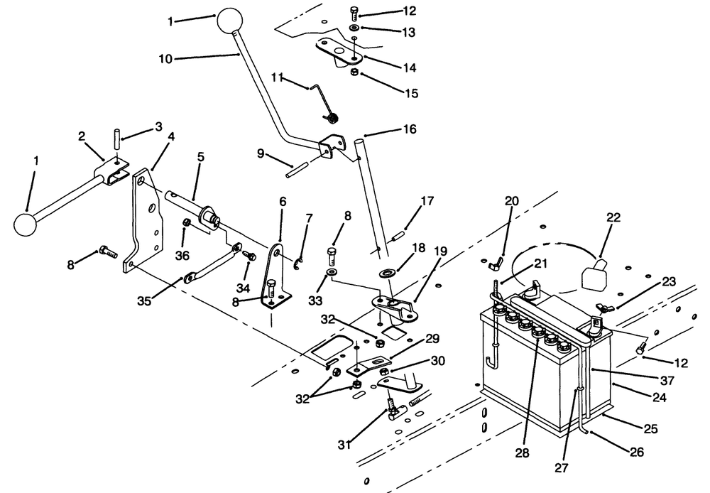Transmission Linkage Assembly Diagram and Parts List for 70120 4900001 - 4999999 Toro Lawn Tractor