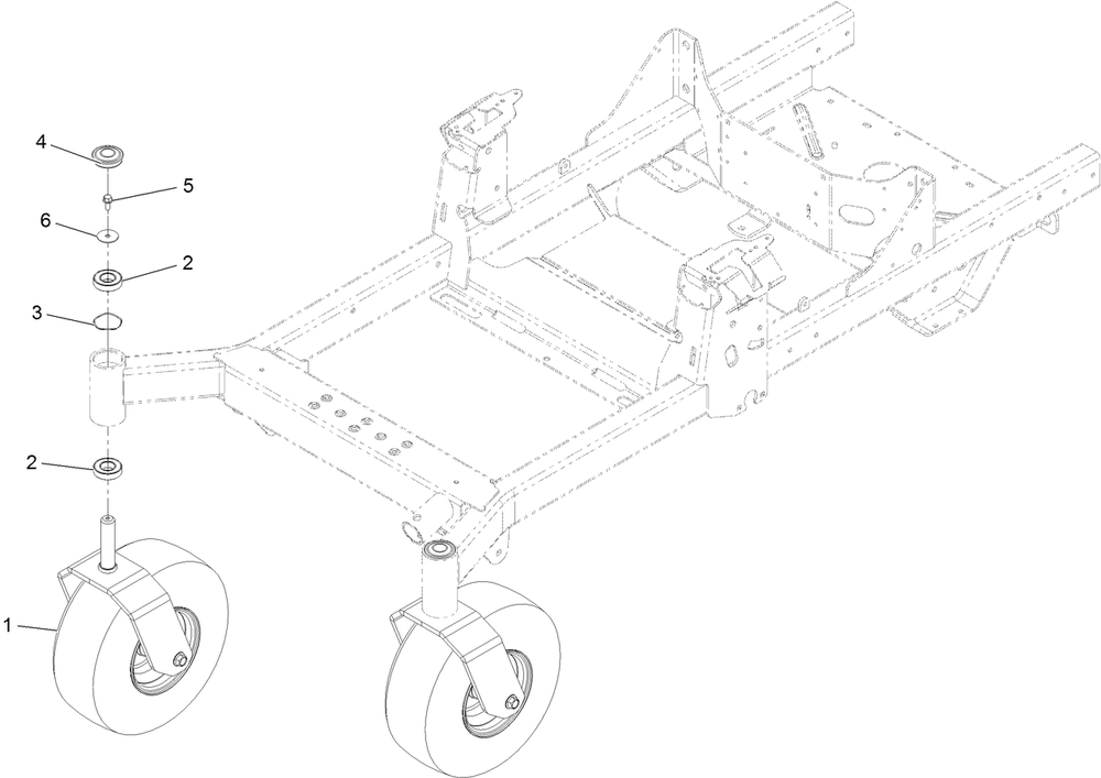 Caster Tire Assembly Diagram and Parts List for 74491 400000000-407745782 Toro Lawn Tractor