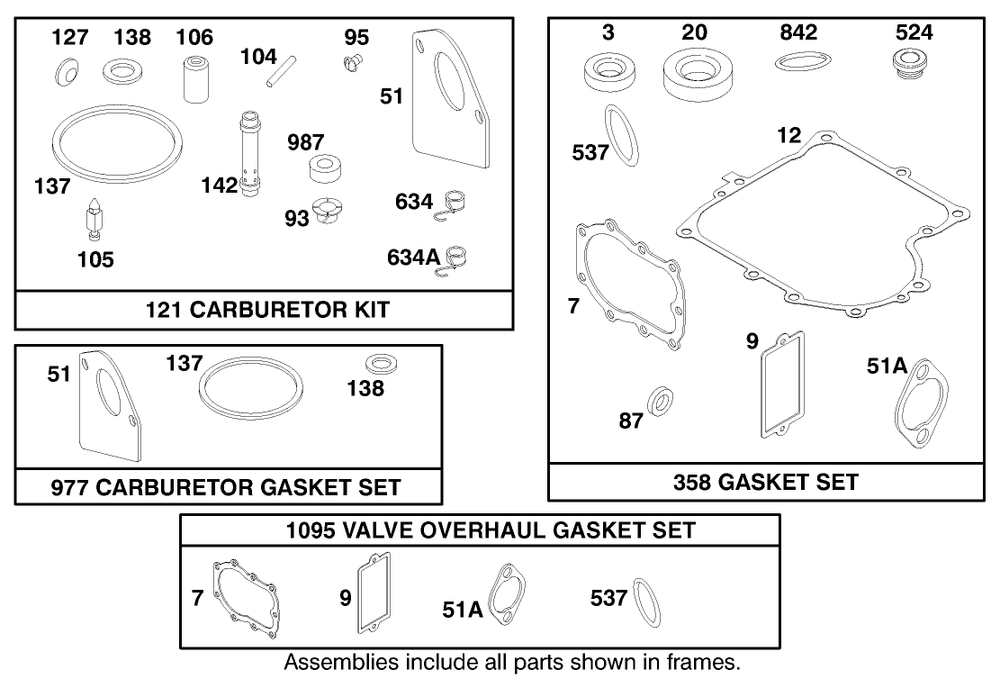 Engine Briggs & Stratton Model 28m707-1122-E1 Diagram and Parts List for 71208 8900001 - 8999999 Toro Lawn Tractor