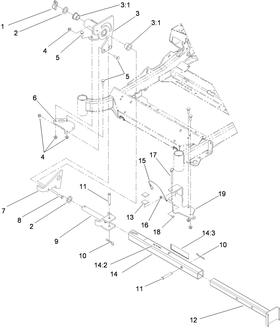 Z Stand Assembly Diagram and Parts List for 74960CP (311000001-311999999)(2011) Toro Lawn Mower