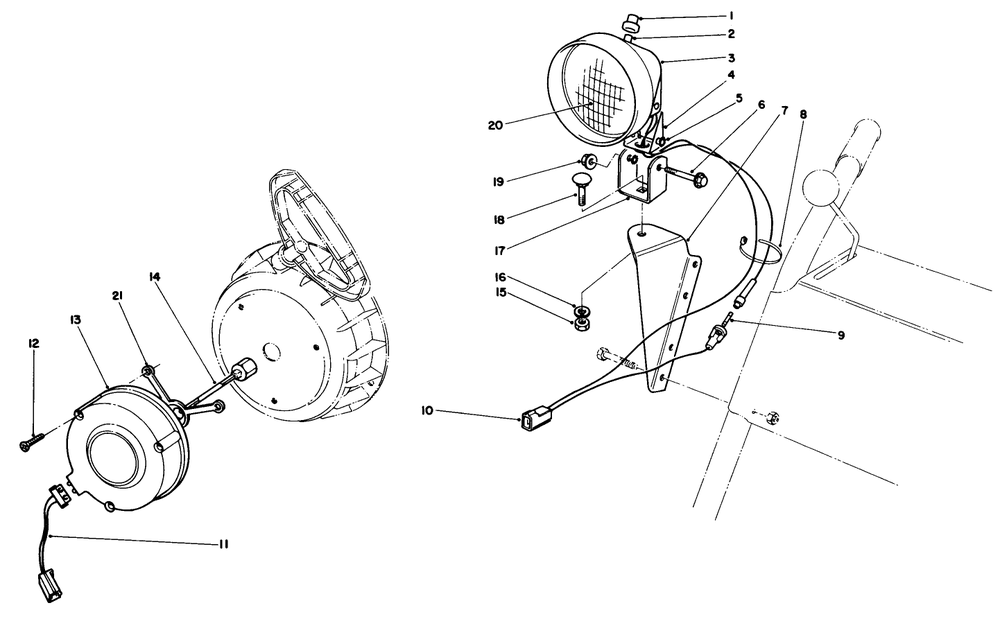 Light Kit No. 54-9822 (Optional) Diagram and Parts List for 38054 2000001 - 2999999 Toro Snow Blower