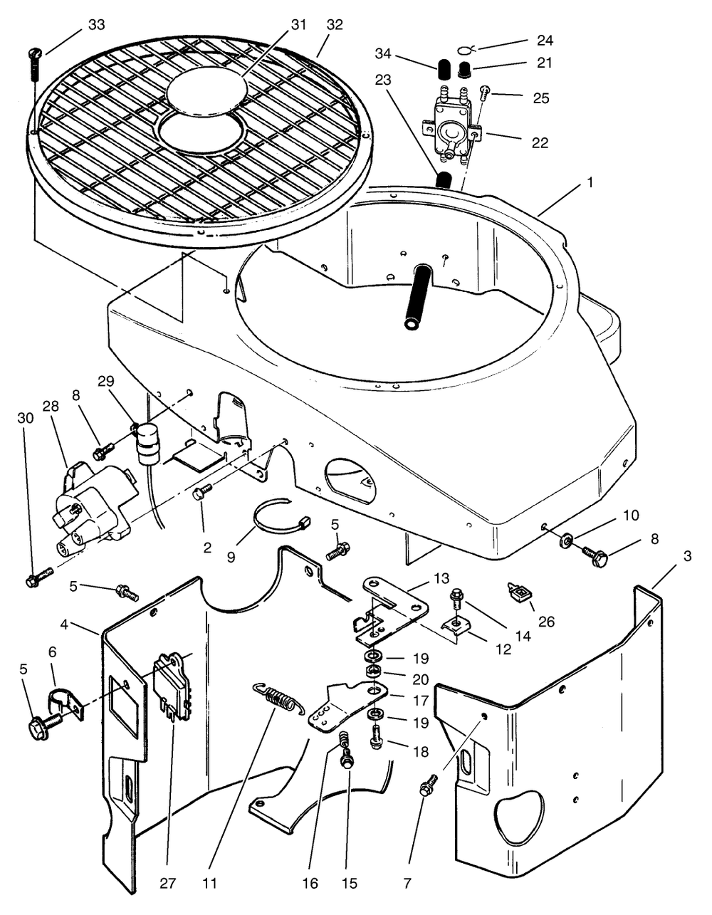 Covers, Fuel Pump Coil, Regul.Ator & Governor Linkage Assembly Diagram and Parts List for 74120 490001 - 499999 Toro Lawn Tractor