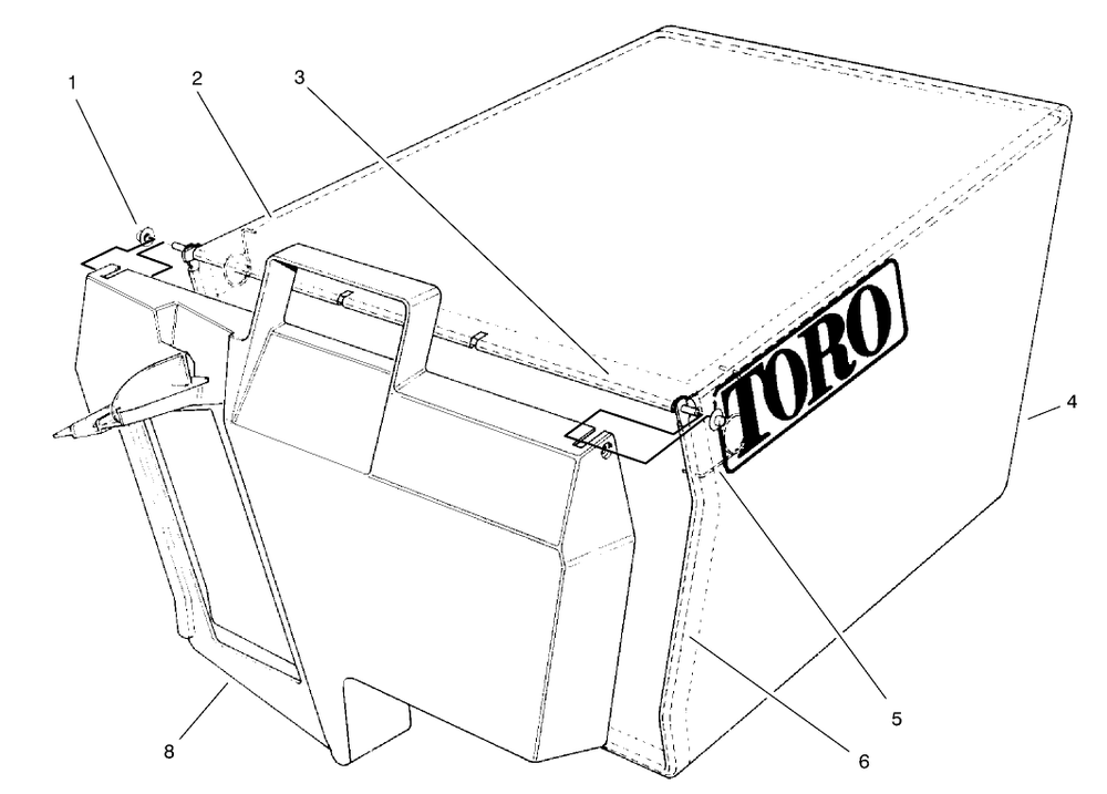 Bag Assembly Diagram and Parts List for 20776 7900001 - 7999999 Toro Lawn Mower