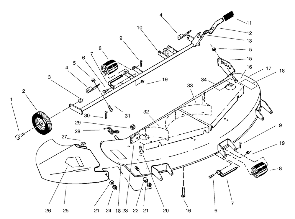 Deck Assembly Diagram and Parts List for 78360 6900001 - 6999999 Toro Lawn Mower