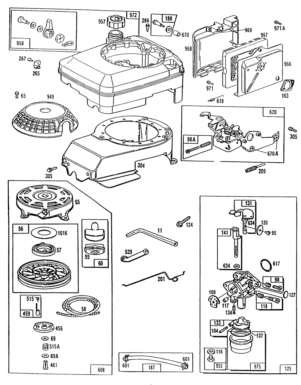 Engine Model No. 124702-3115-01 Diagram and Parts List for 20668 0000001 - 0999999 Toro Lawn Mower