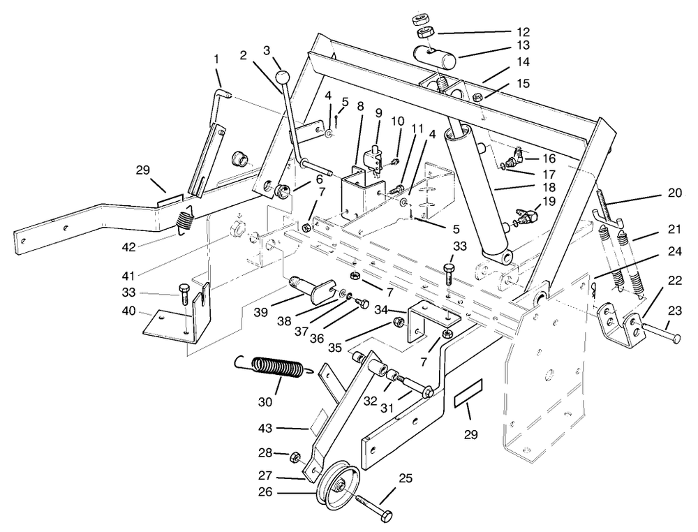Parking Brake & Lift Frame Assembly Diagram and Parts List for 30612 890001 - 899999 Toro Lawn Tractor