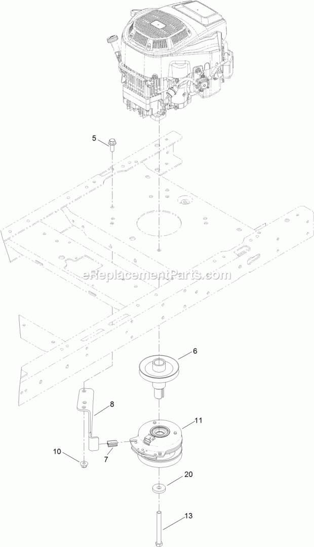 Clutch Assembly Diagram and Parts List for 74797 315000001-315999999 Toro Lawn Mower