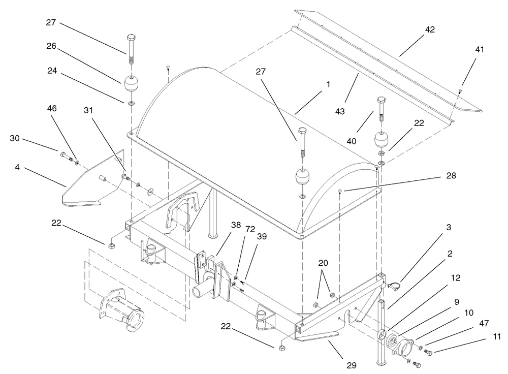 Head Assembly Diagram and Parts List for 22415 990001 - 999999 Toro Lawn Tractor Accessories