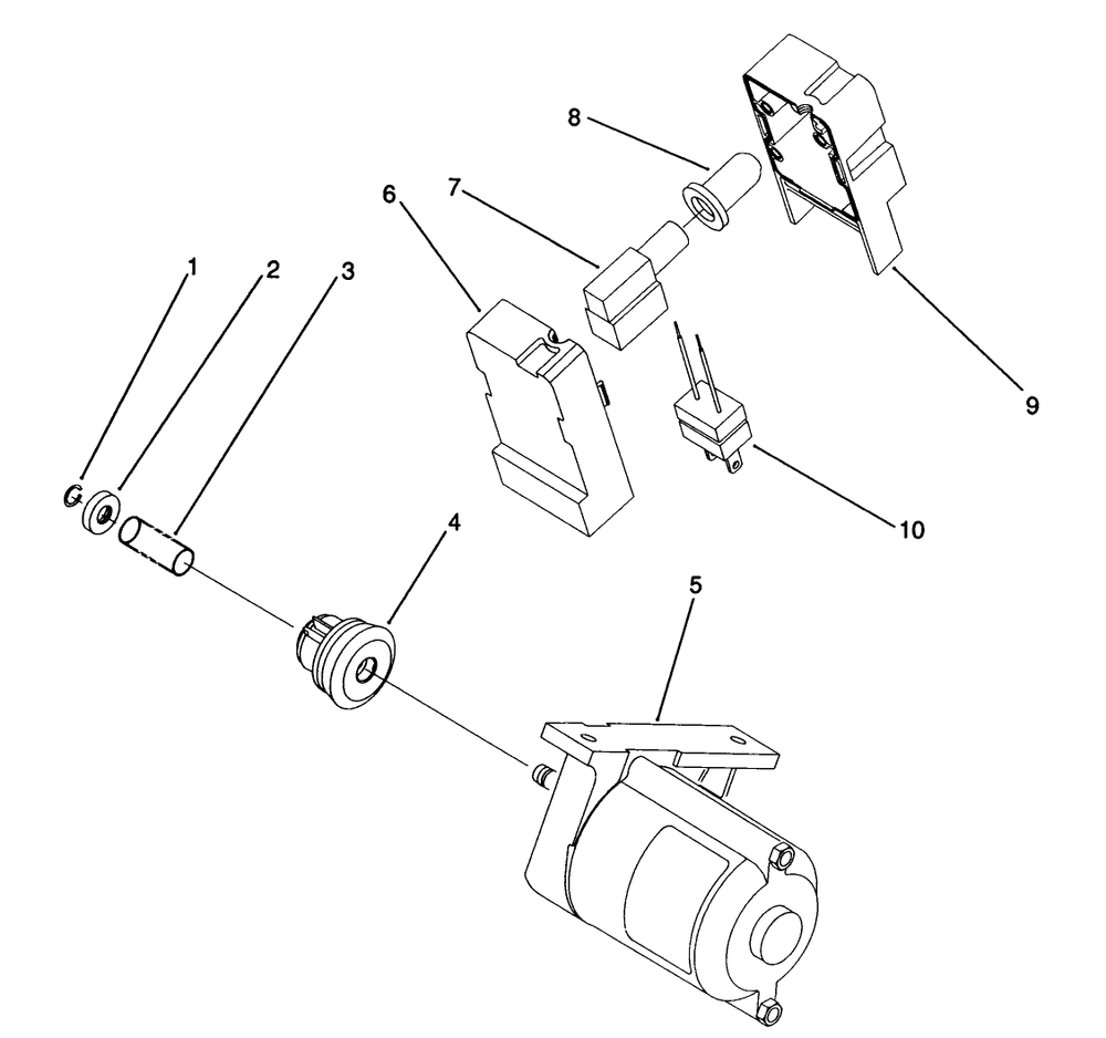 Starter Motor & Switch Housing Assembly Diagram and Parts List for 38186 2000001 - 2999999 Toro Snow Blower