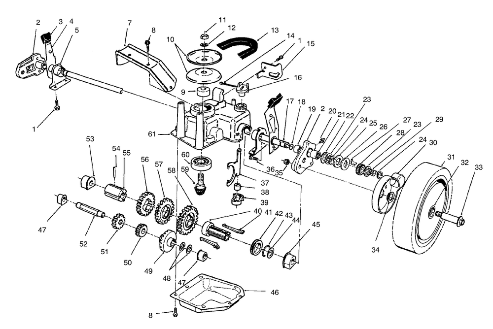 Gear Case Assembly Diagram and Parts List for 26643 7900001 - 7999999 Toro Lawn Mower