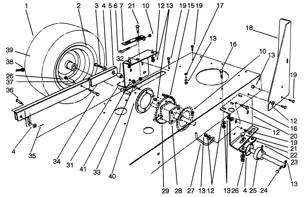 Rear Axle Assembly Diagram and Parts List for 56185 2000001 - 2999999 Toro Lawn Tractor