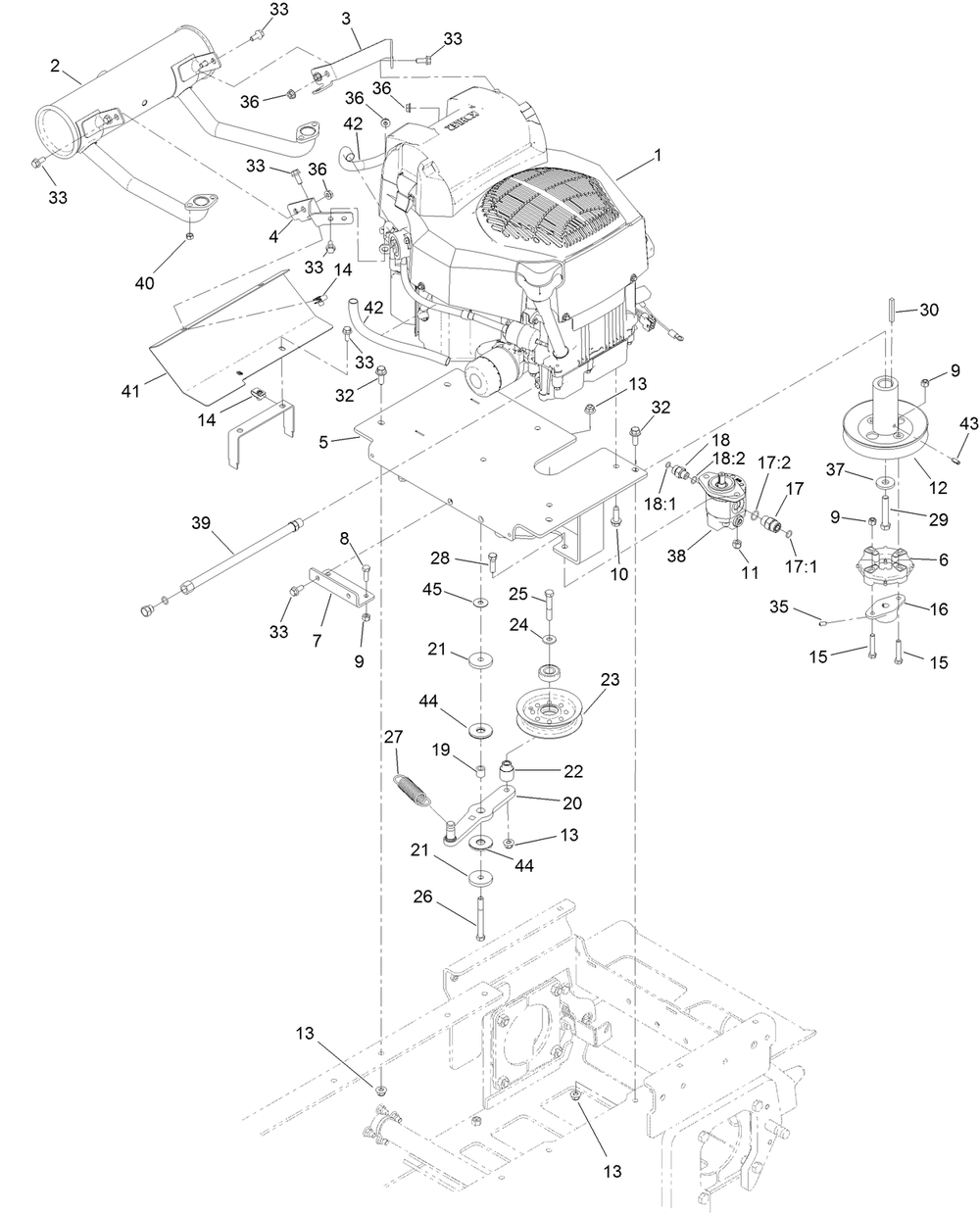Engine Assembly Diagram and Parts List for 68138HD 404320000 - 405399999 Toro Lawn Tractor Accessories