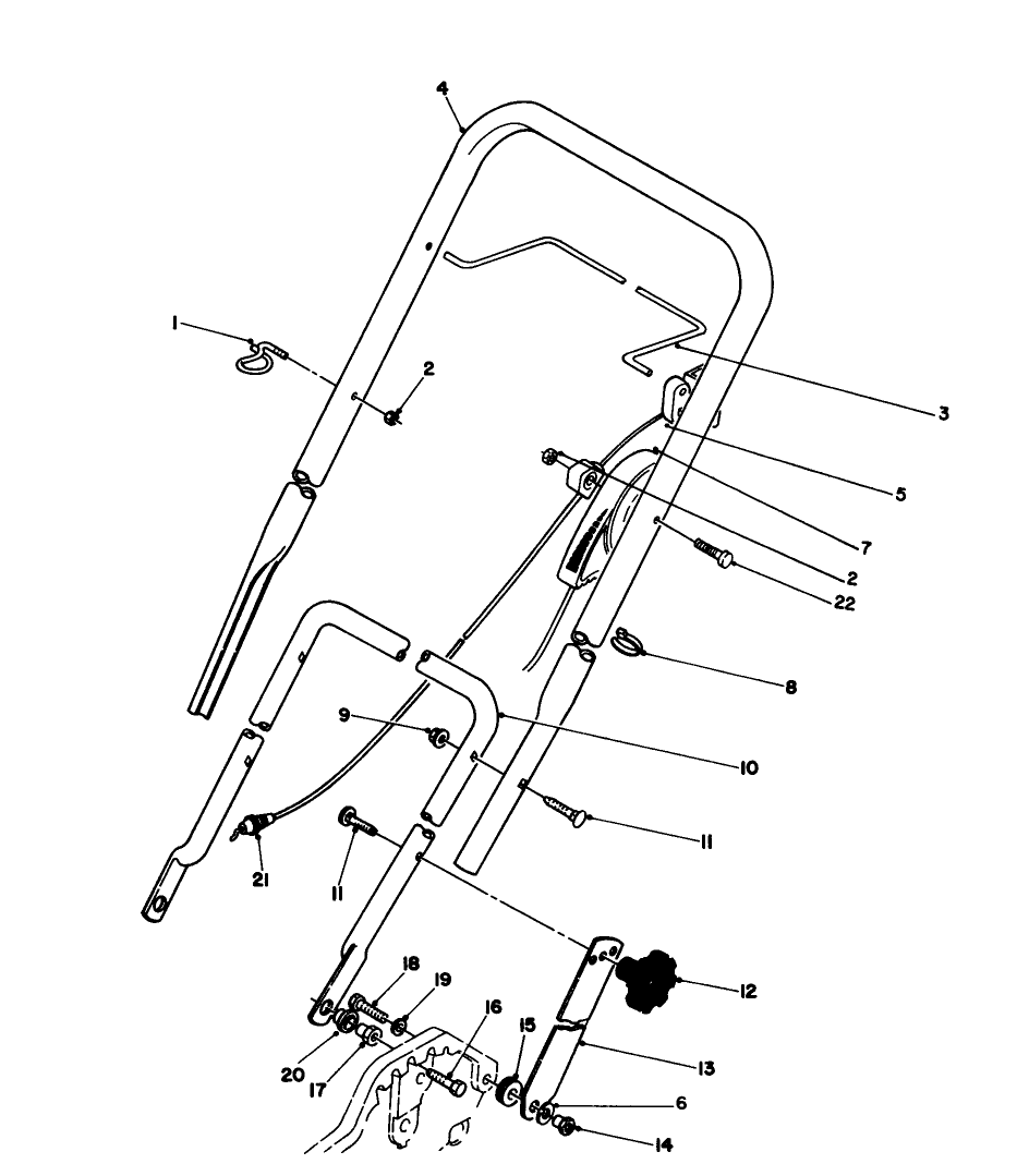 Handle & Throttle Control Assembly Diagram and Parts List for 20182 39000001 - 39999999 Toro Lawn Mower