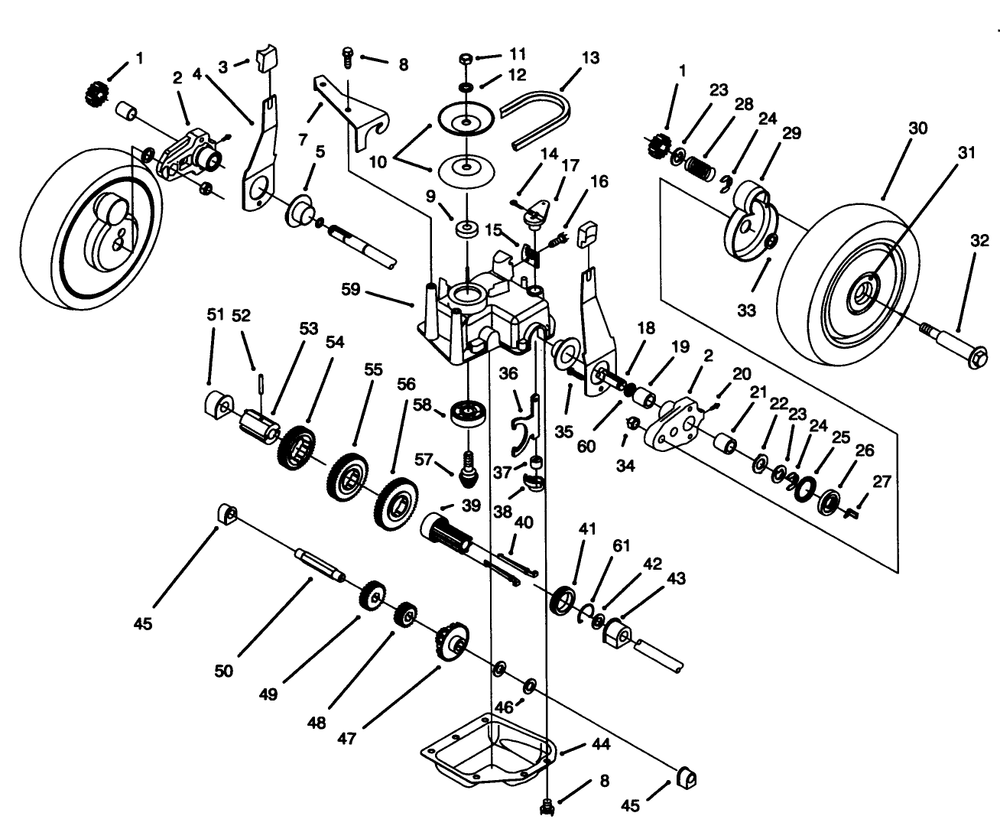 Gear Case Assembly Diagram and Parts List for 20439 39000001 - 39999999 Toro Lawn Mower