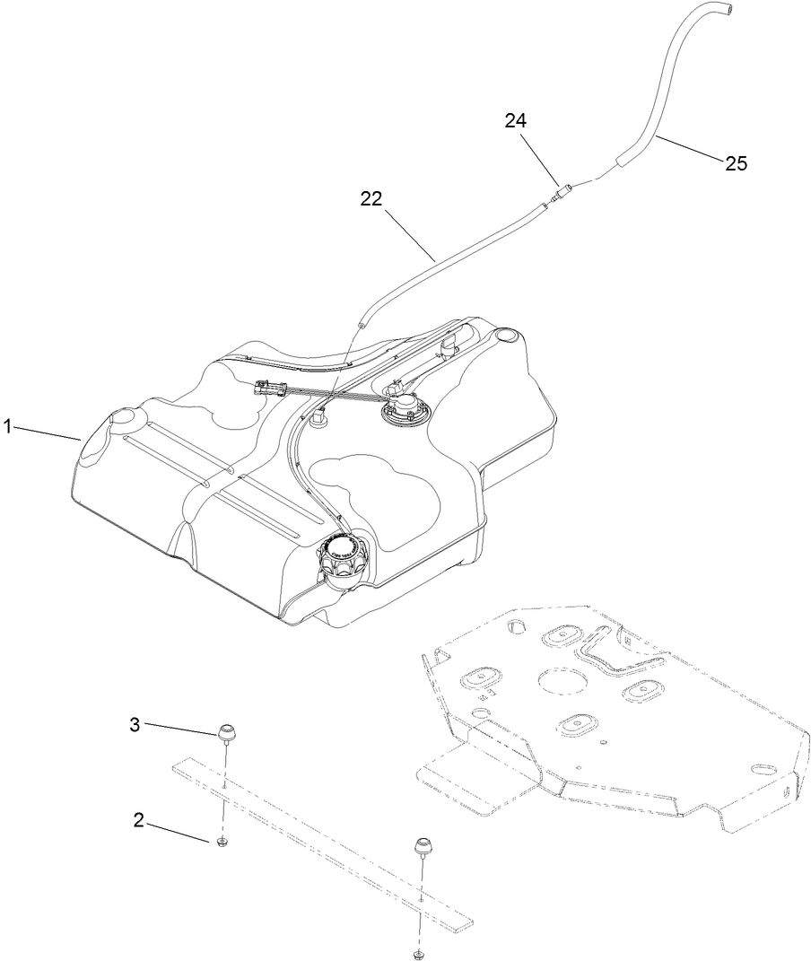 Fuel Tank Mounting Assembly Diagram and Parts List for 74951 (311000403-311999999)(2011) Toro Lawn Mower