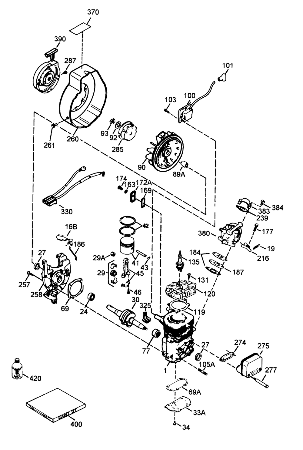 Engine Tecumseh Model No. Hsk600 Type 1671-S (Model No. 38191 Only) Diagram and Parts List for 38190 49000001 - 49999999 Toro Snow Blower