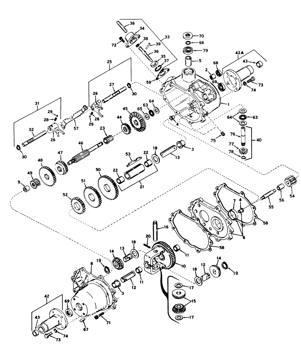 Transaxle Peerless Model No. 615 Assembly Diagram and Parts List for 55055 1000001 - 1999999 Toro Lawn Tractor