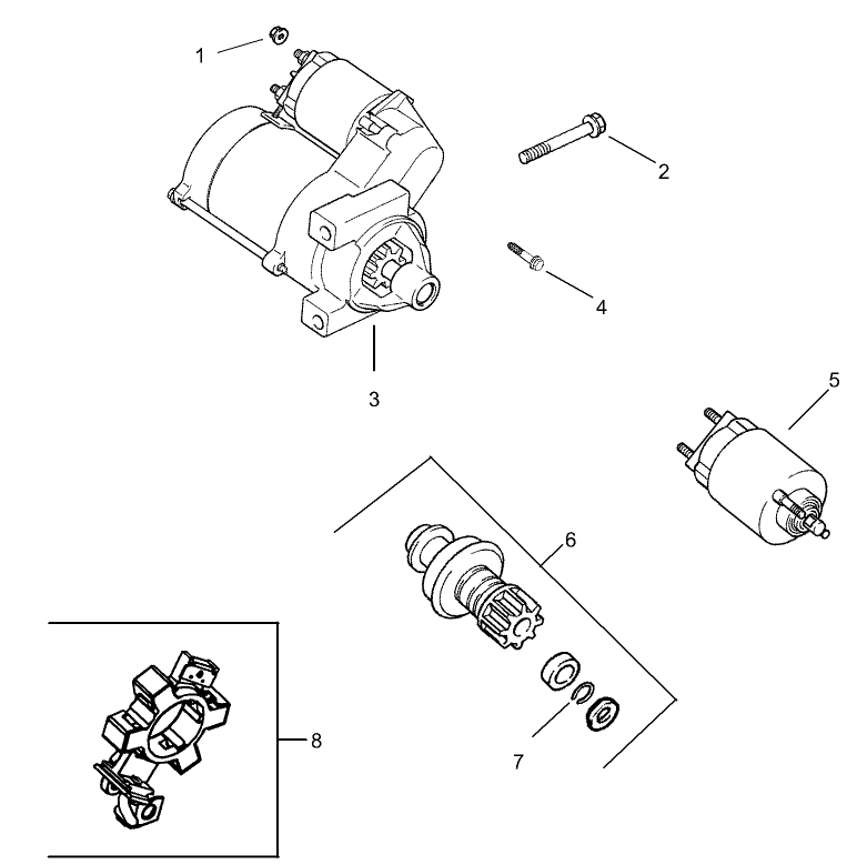 Starter Assembly Diagram and Parts List for 74231 (230006001-230999999)(2003) Toro Lawn Mower