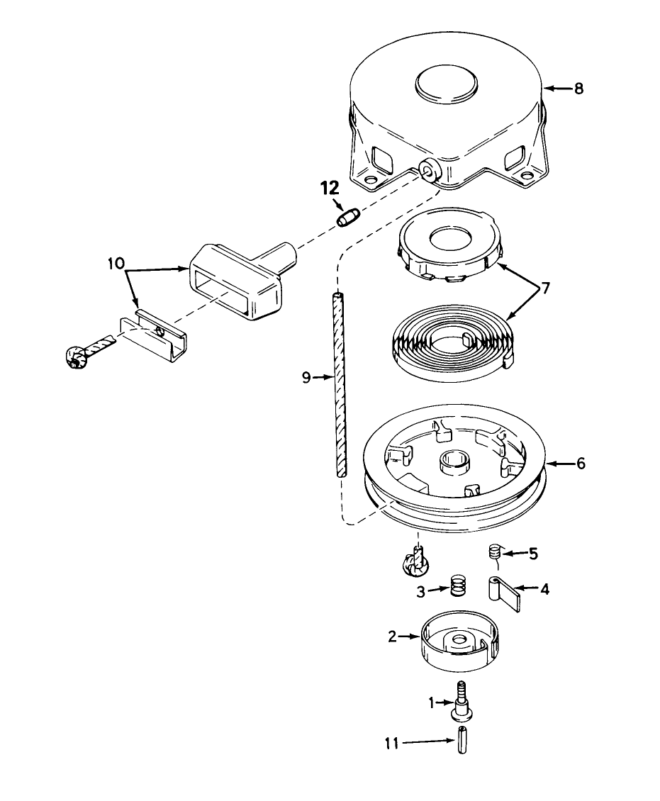Rewind Starter No. 590420a Diagram and Parts List for 16575 6000001 - 6999999 Toro Lawn Mower