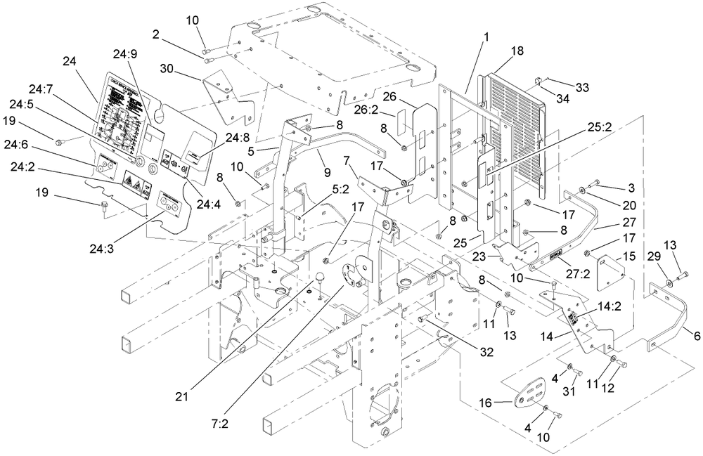 Engine Housing Assembly Diagram and Parts List for 74265TE (270000001-270999999)(2007) Toro Lawn Mower